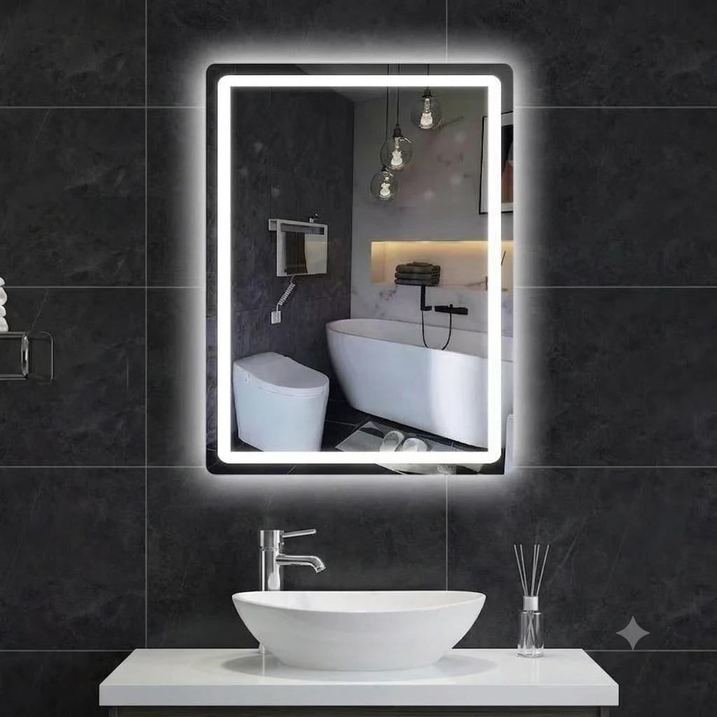 Led Bathroom Mirror With Light 80x60 Frameless Lighted Vanity Mirror Wall Mount, Fogless, 3 Color Mode, Stepless Dimmable Front Light And Backlit, Smart Touch Sensor, Tempered Glass