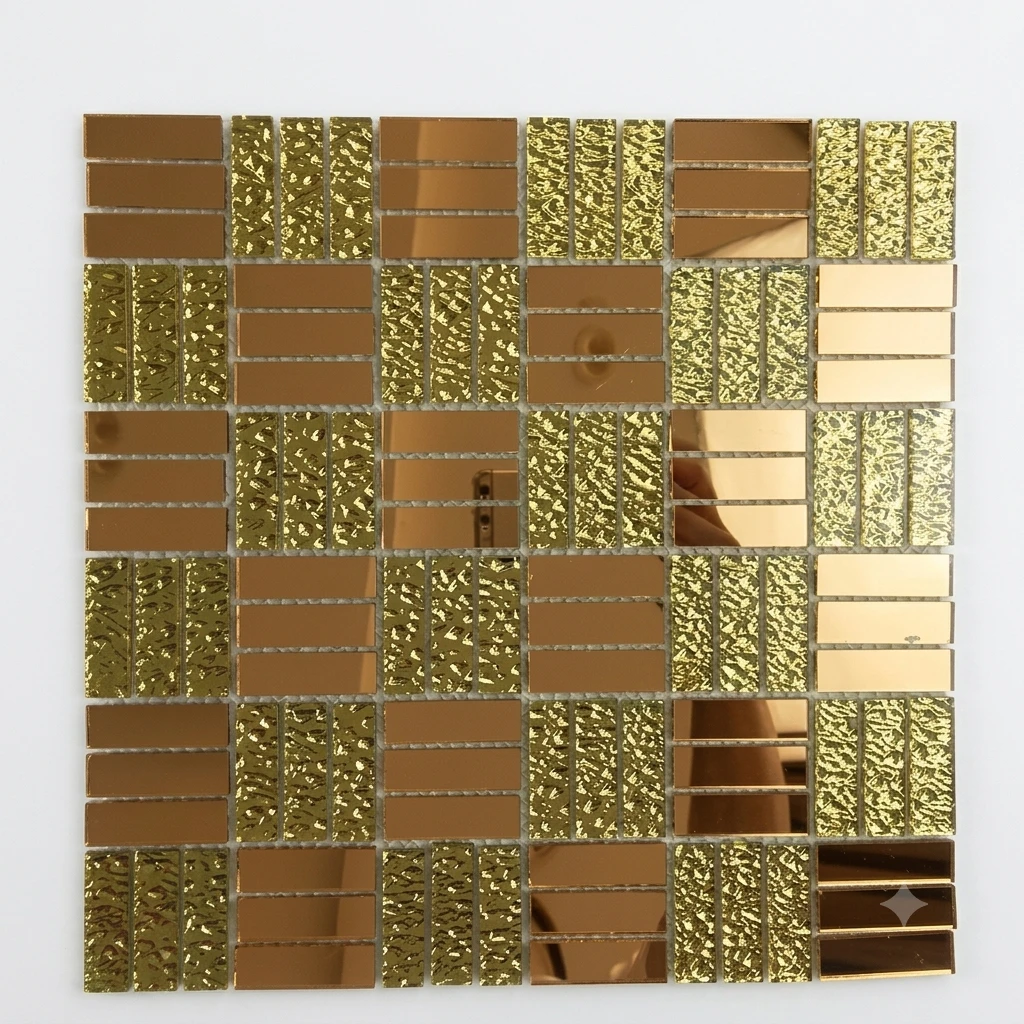 Yellow Gold 30x30cm self-adhesive glass mosaic tile