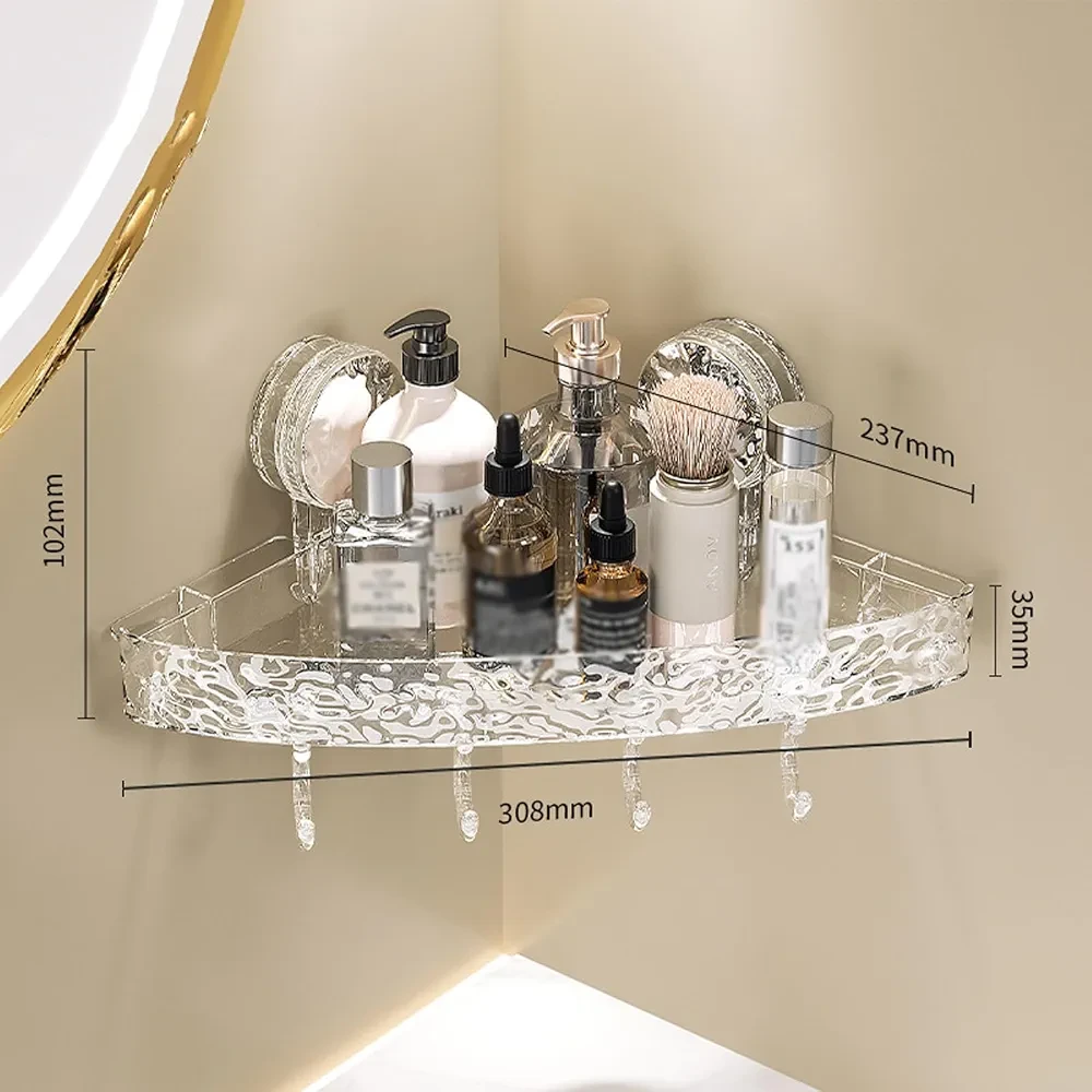 No Drill Shower Caddy Set - 2 Adjustable Corner Shelves with Suction Cups Easy Install Transparent Design Perfect for Bathroom nization and Storage
